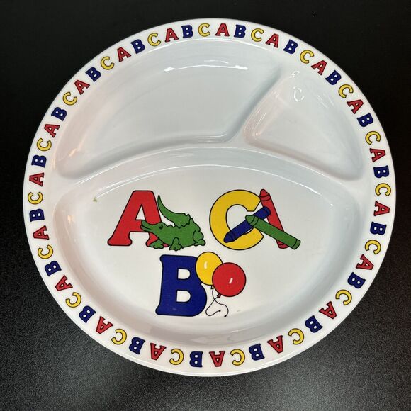 Vintage Melamine ABC Divided Children Toddler Plates Parenting - Picture 1 of 4